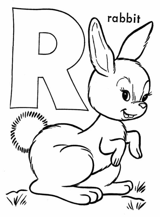 Mẫu tranh tô màu hình chữ R dành cho bé tập tô