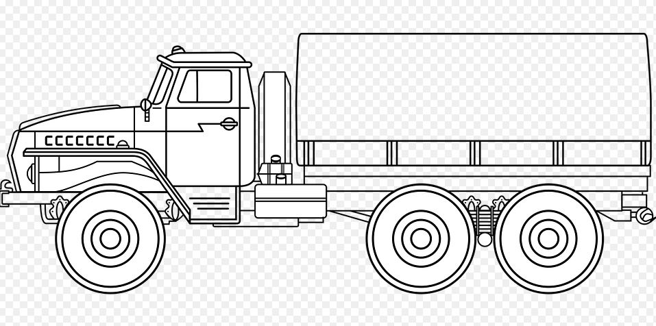 Mẫu tranh tô màu hình xe tải dành cho bé