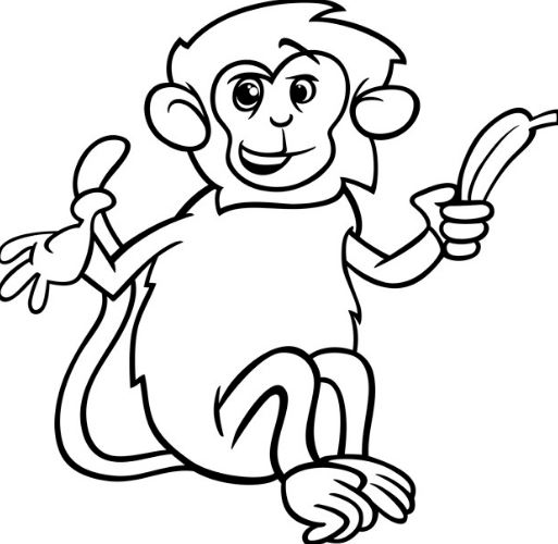 Mẫu tranh tô màu cho bé hình chú khỉ ngộ nghĩnh