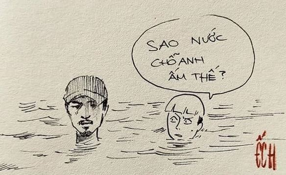 Không ít người tự thả mình vào dòng nước để bơi cùng Đen Vâu. Đây được xem là cách người hâm mộ cổ vũ rapper sinh năm 1989. Ảnh: Ếch